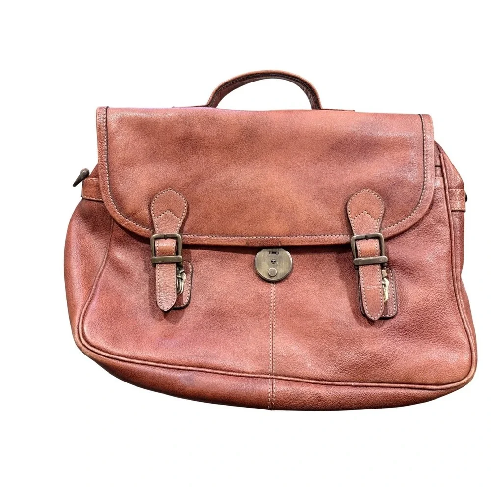 Vintage Giromy Samoni Brown Leather Messenger Bag Satchel Crossbody Shoulder Bag